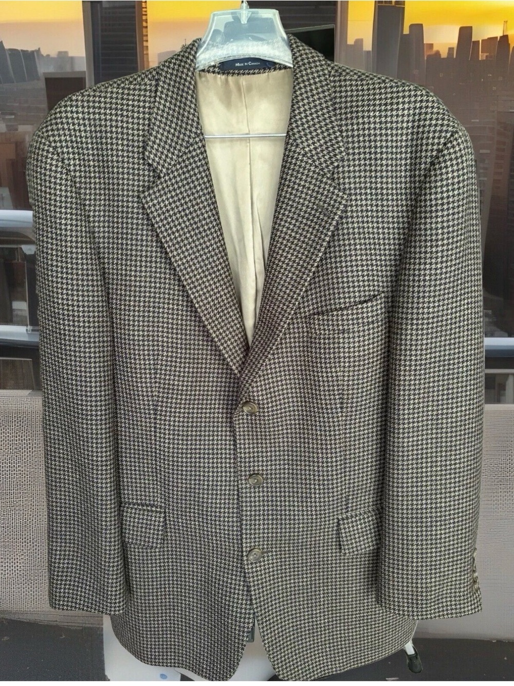 Chaps Ralph Lauren Vintage Mens Blazer Woolmark 44R Brown Houndstooth Canada